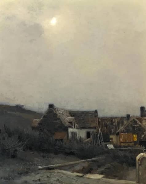Moonlit Cottages by Jean-Charles Cazin | Oil Painting Reproduction