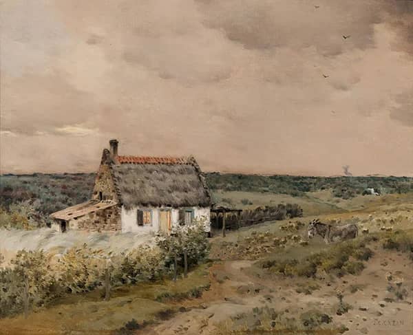 Northern Cottages 1891 by Jean-Charles Cazin | Oil Painting Reproduction