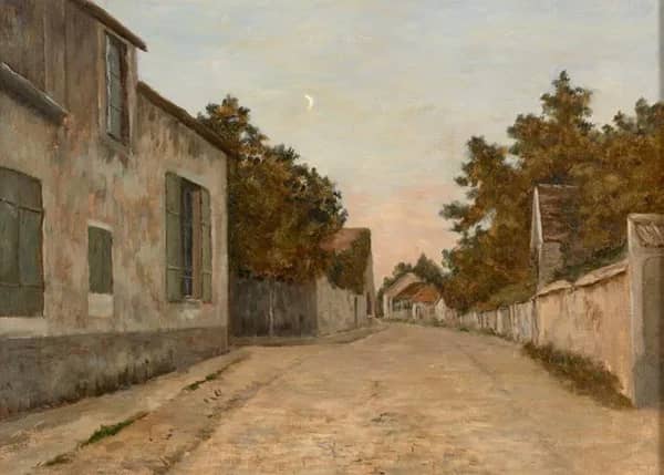 Village Street by Moonlight | Oil Painting Reproduction