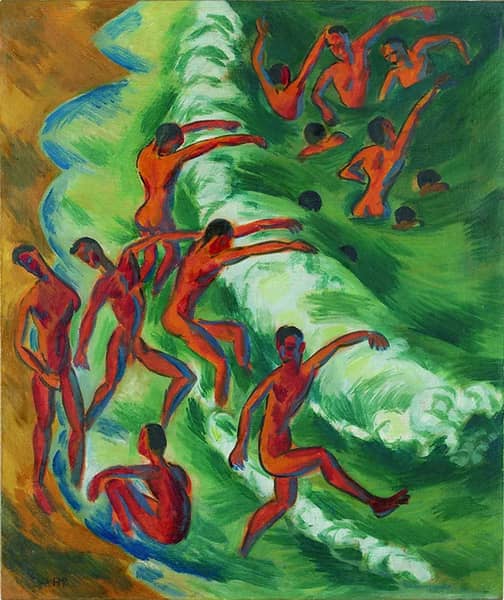 Bathing Boys in the Surf 1917 by Max Pechstein | Oil Painting Reproduction