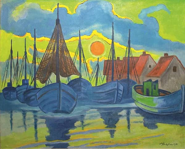 Evening at Leba Port 1951 by Max Pechstein | Oil Painting Reproduction