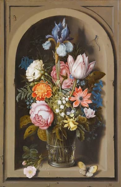 A Still Life of Flowers in a Glass Beaker | Oil Painting Reproduction