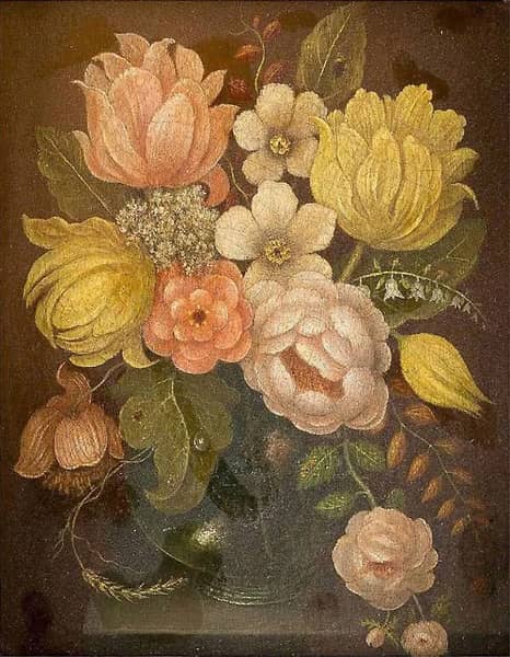 Flower Still Life with Bugs | Oil Painting Reproduction