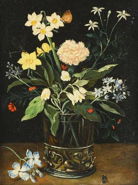 Still Life with Flowers and Ladybug | Oil Painting Reproduction