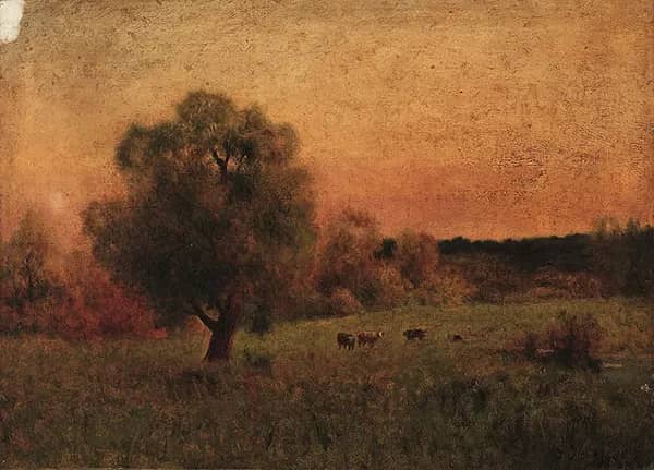 Cows in a Field c1956 by George Inness | Oil Painting Reproduction