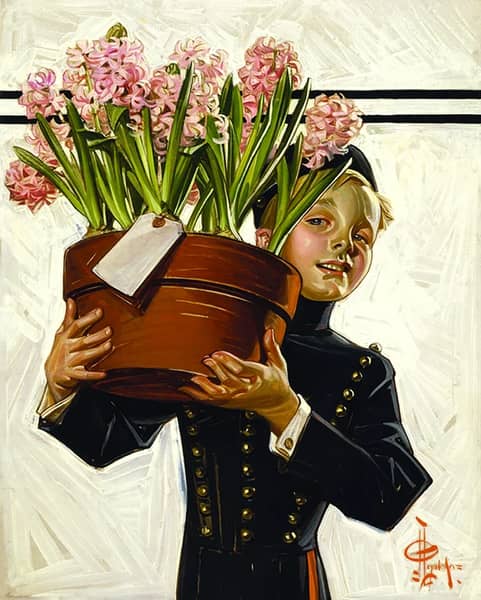 Bellhop with Hyacinths by J. C. Leyendecker | Oil Painting Reproduction
