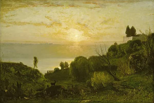 Lake Albano Sunset c1874 by George Inness | Oil Painting Reproduction