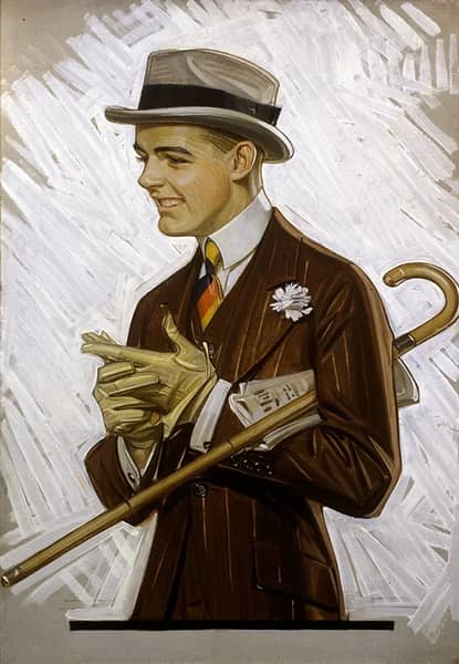 Man with Cane and Gloves by J. C. Leyendecker | Oil Painting Reproduction