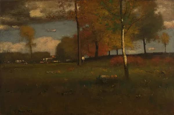 Near the Village October by George Inness | Oil Painting Reproduction