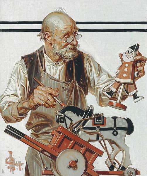 The Toymaker 1920 by J. C. Leyendecker | Oil Painting Reproduction