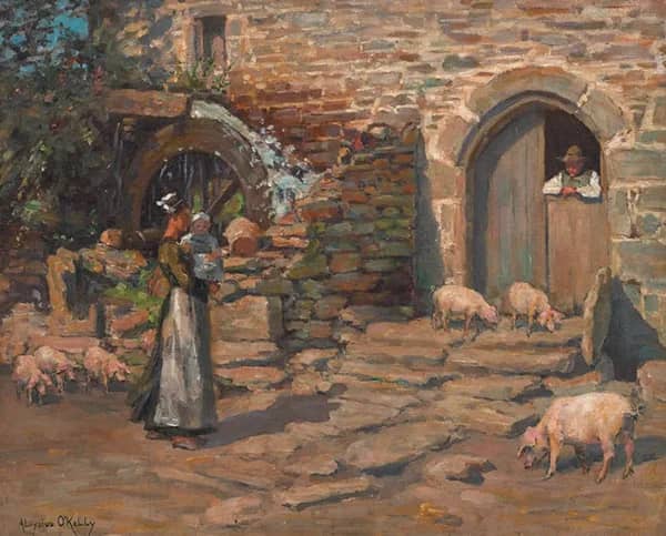 A Breton Farmyard by Aloysius O'Kelly | Oil Painting Reproduction