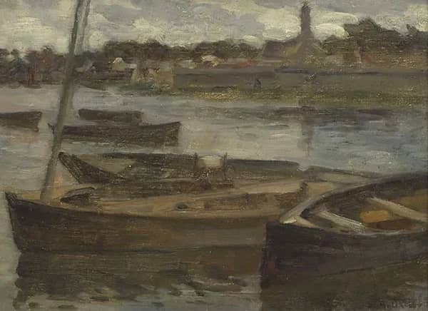 Boats Outside Concarneau by Aloysius O'Kelly | Oil Painting Reproduction