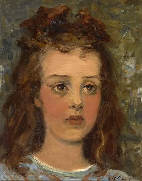 Head of a Girl by Aloysius O'Kelly | Oil Painting Reproduction