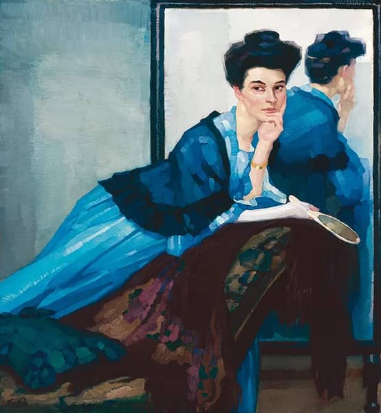 Lady in Blue by Leo Putz | Oil Painting Reproduction
