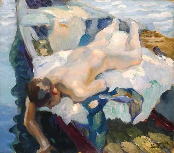 On The Barge 1912 by Leo Putz | Oil Painting Reproduction