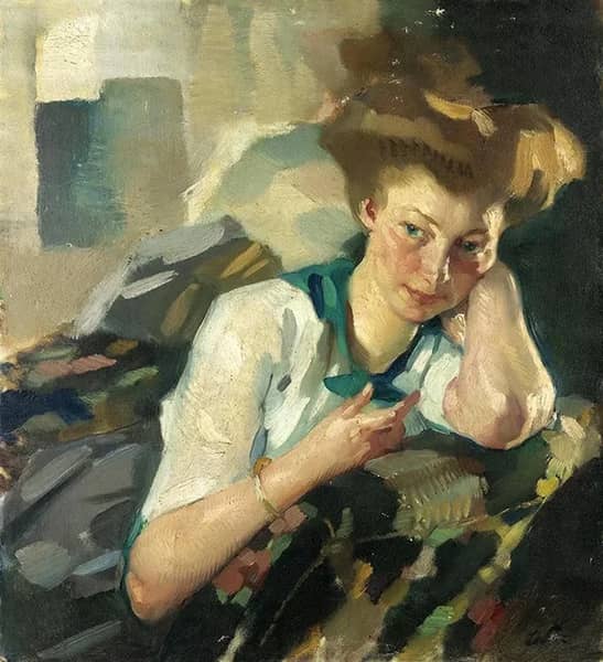 Portrait of a Young Woman by Leo Putz | Oil Painting Reproduction