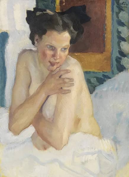 Seated Semi Nude by Leo Putz | Oil Painting Reproduction