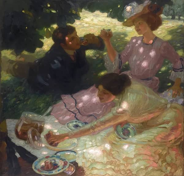 The Picnic 1903 by Leo Putz | Oil Painting Reproduction