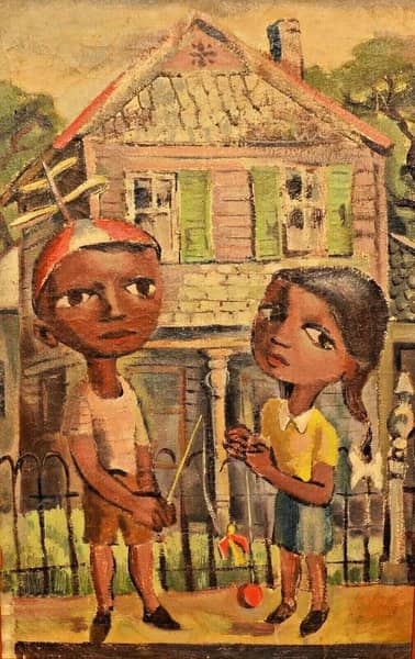 Black Portrait 1950 by Hughie Lee-Smith | Oil Painting Reproduction