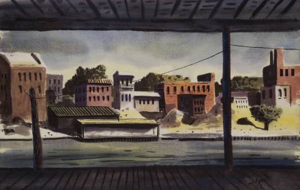 Industrial Scene 1953 by Hughie Lee-Smith | Oil Painting Reproduction