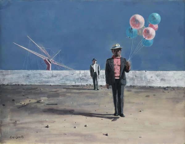 Man with Balloons 1960 by Hughie Lee-Smith | Oil Painting Reproduction