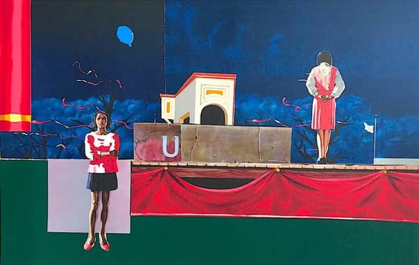 Nocturne Signed Lithograph Black Women Theater Stage Night Sky Balloon Ribbons 1995 | Oil Painting Reproduction
