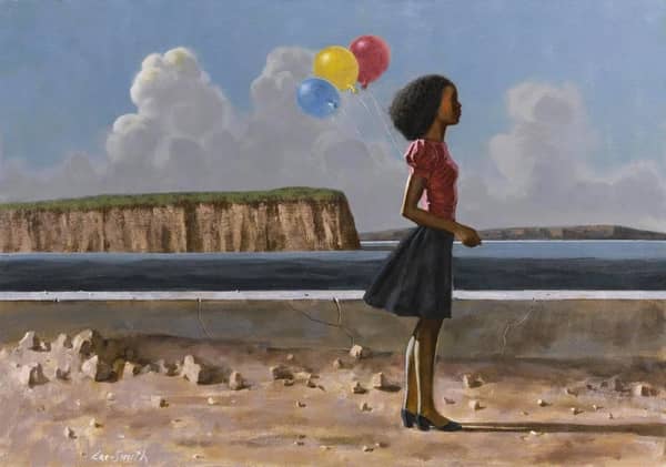 Stroll with Balloons 1987 by Hughie Lee-Smith | Oil Painting Reproduction