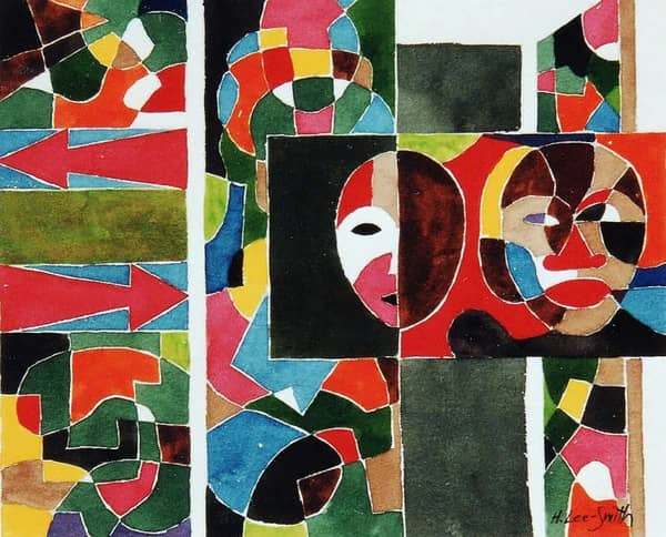 Untitled Two Abstract Masks and Screen ca1993-1994 | Oil Painting Reproduction