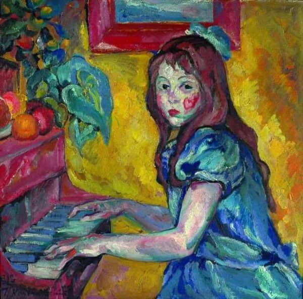 Girl Portrait 1912 by Pyotr Konchalovsky | Oil Painting Reproduction
