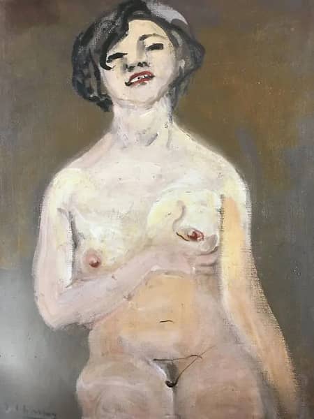 Nude Holding her Breast by Emilie Charmy | Oil Painting Reproduction