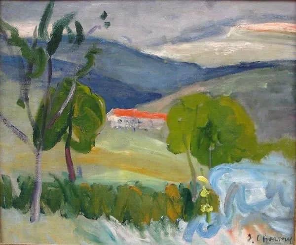 Red Rooftops near Marnat 1916 by Emilie Charmy | Oil Painting Reproduction