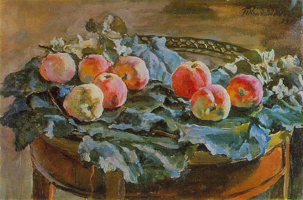Still Life Apples at the Round Table | Oil Painting Reproduction