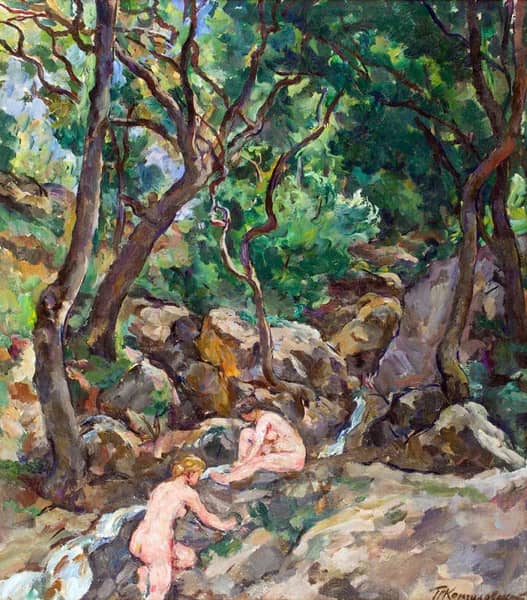 Women Washing by the Stream 1930 | Oil Painting Reproduction