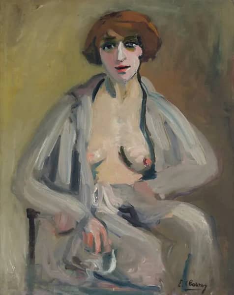 Self Portrait with Open Dressing Gown c1920 | Oil Painting Reproduction