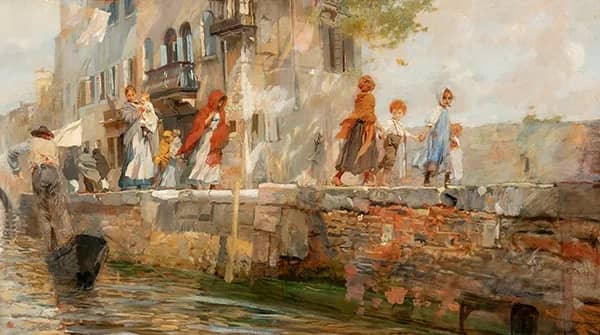 Foundations in Venice by Ettore Tito | Oil Painting Reproduction