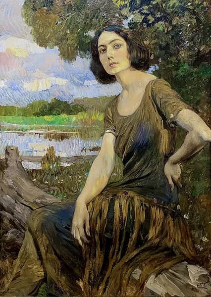 Portrait of Mrs. Simonotti by Ettore Tito | Oil Painting Reproduction