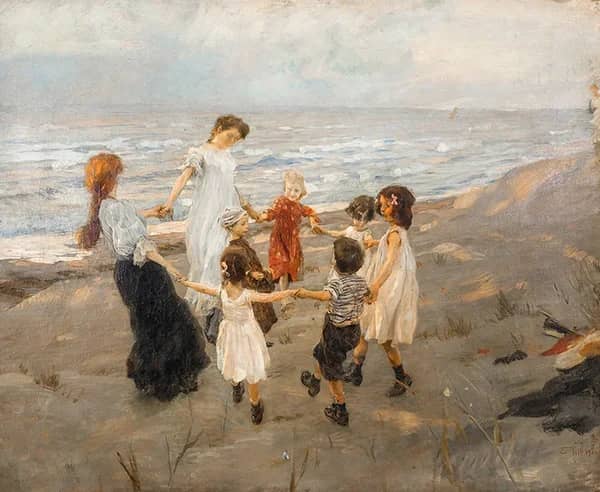 Ring a Ring O Roses 1906 by Ettore Tito | Oil Painting Reproduction