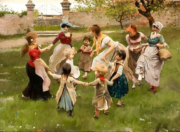 Ring a Ring O Roses by Ettore Tito | Oil Painting Reproduction