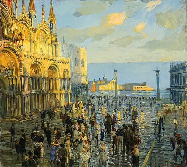 Saint Marks Square Venice by Ettore Tito | Oil Painting Reproduction