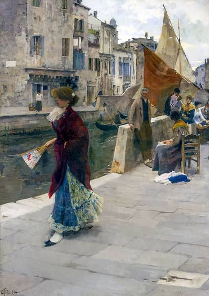 She is a Model 1884 by Ettore Tito | Oil Painting Reproduction