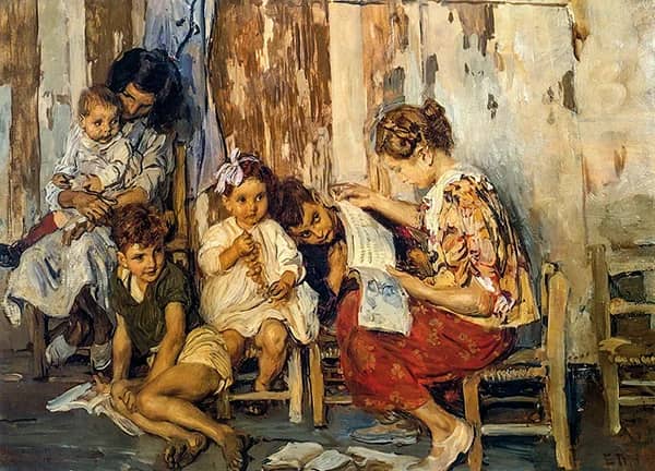 The Elementary School Teacher by Ettore Tito | Oil Painting Reproduction