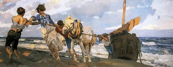 The Hawser by Ettore Tito | Oil Painting Reproduction