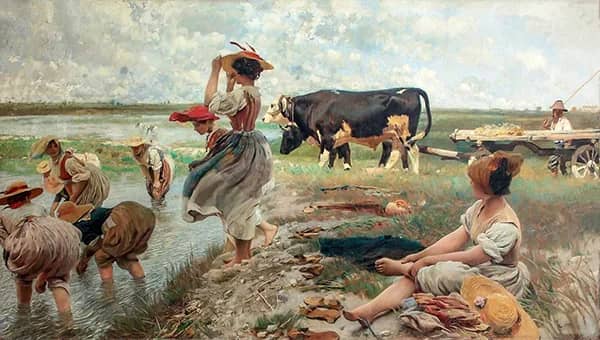 Women in the Rice Fields of Polesine | Oil Painting Reproduction