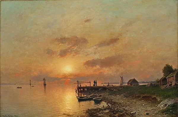 Coastal Landscape with Figures 1887 | Oil Painting Reproduction