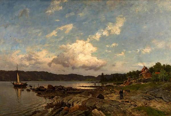 Coastal Landscape with Folk Life | Oil Painting Reproduction