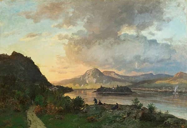 Figures with Lake 1875 by Morten Muller | Oil Painting Reproduction