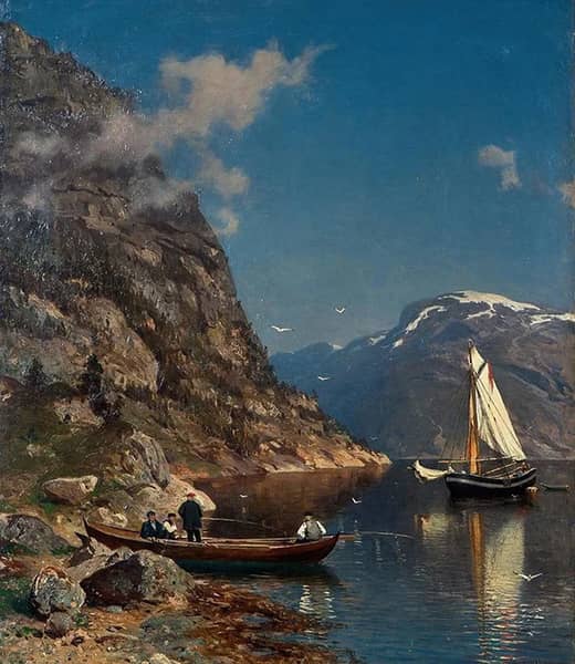 Fiord Landscape 1877 by Morten Muller | Oil Painting Reproduction