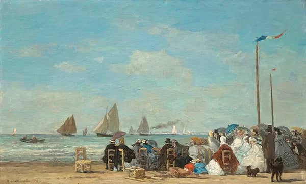Beach Scene at Trouville 1863 by Eugene Boudin | Oil Painting Reproduction
