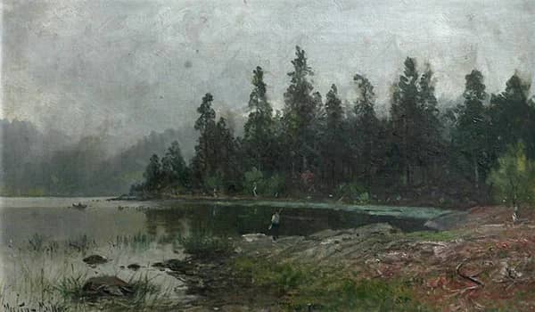 Forest Landscape with Fishermen | Oil Painting Reproduction