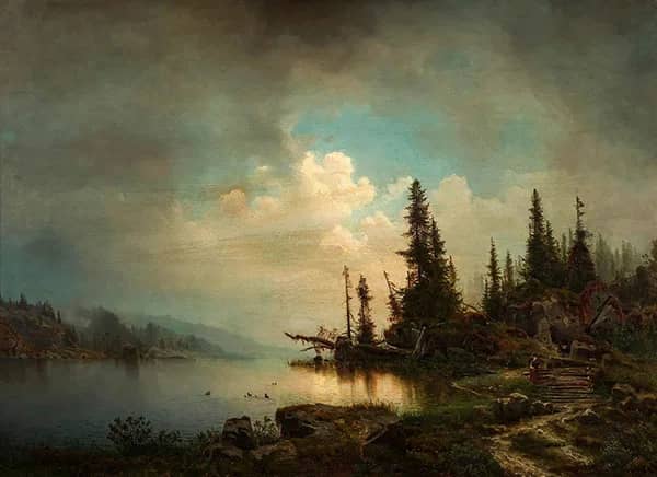 Forest Landscape with Walking Wife 1889 | Oil Painting Reproduction